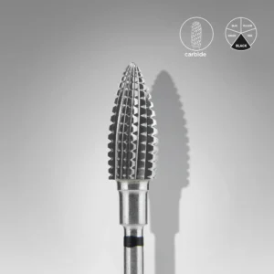 Fresa retirada de Carburo de Tungsteno para uñas, Cono De Pino, Negra, Dura, EXPERT, Diámetro De La Cabeza 6mm / Parte De Trabajo 14mm Staleks #15 SKU: FT110H060/14