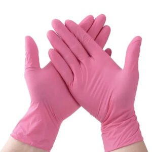 Guantes de nitrilo sin polvo color rosa talla M – 100 unidades