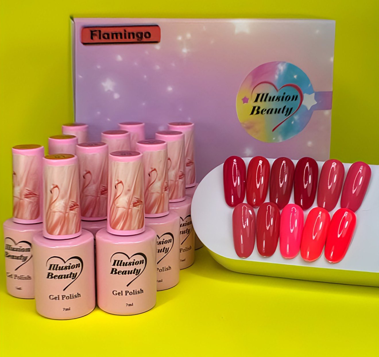 Kit esmaltes semipermanentes Flamingo illusion beauty