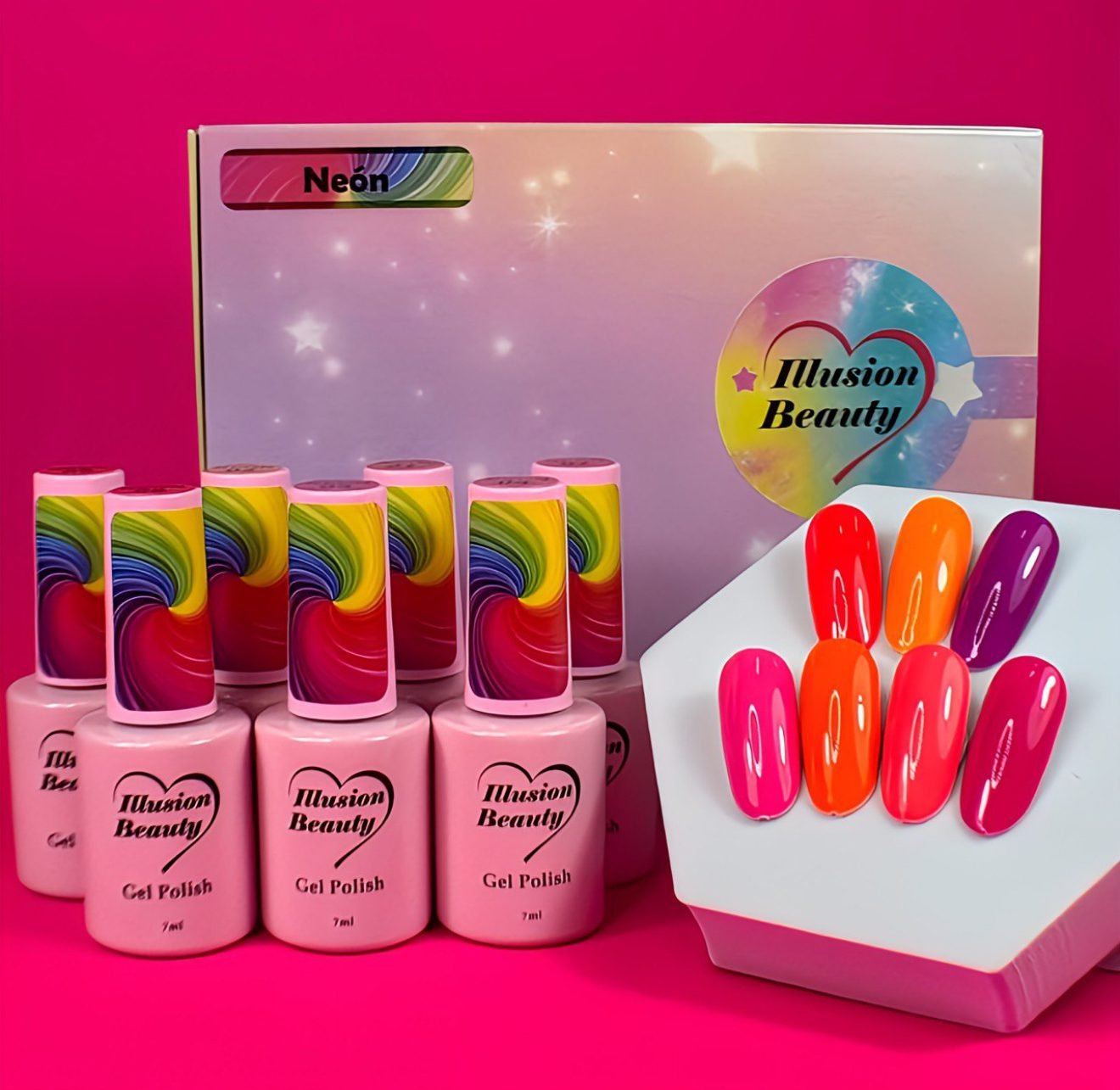 Kit esmaltes semipermanentes colección Neón illusion beauty