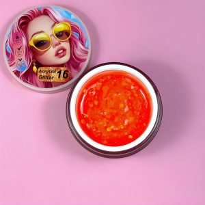 AcryGel Glitter 16 Illusion Beauty 30g – Naranja neón con glitter naranjas