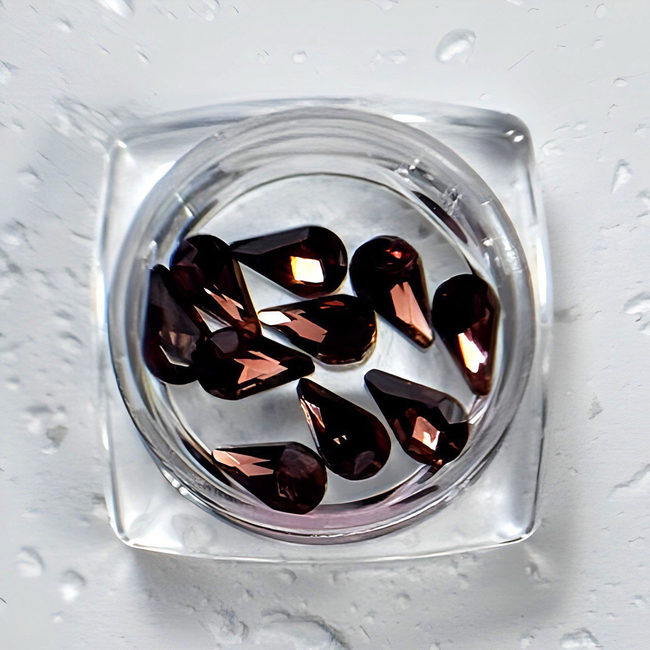 Pedrería 17 Gota Chocolate Obsidiana para Uñas – Cristales de Brillo Profundo y Sofisticado SKU 46336