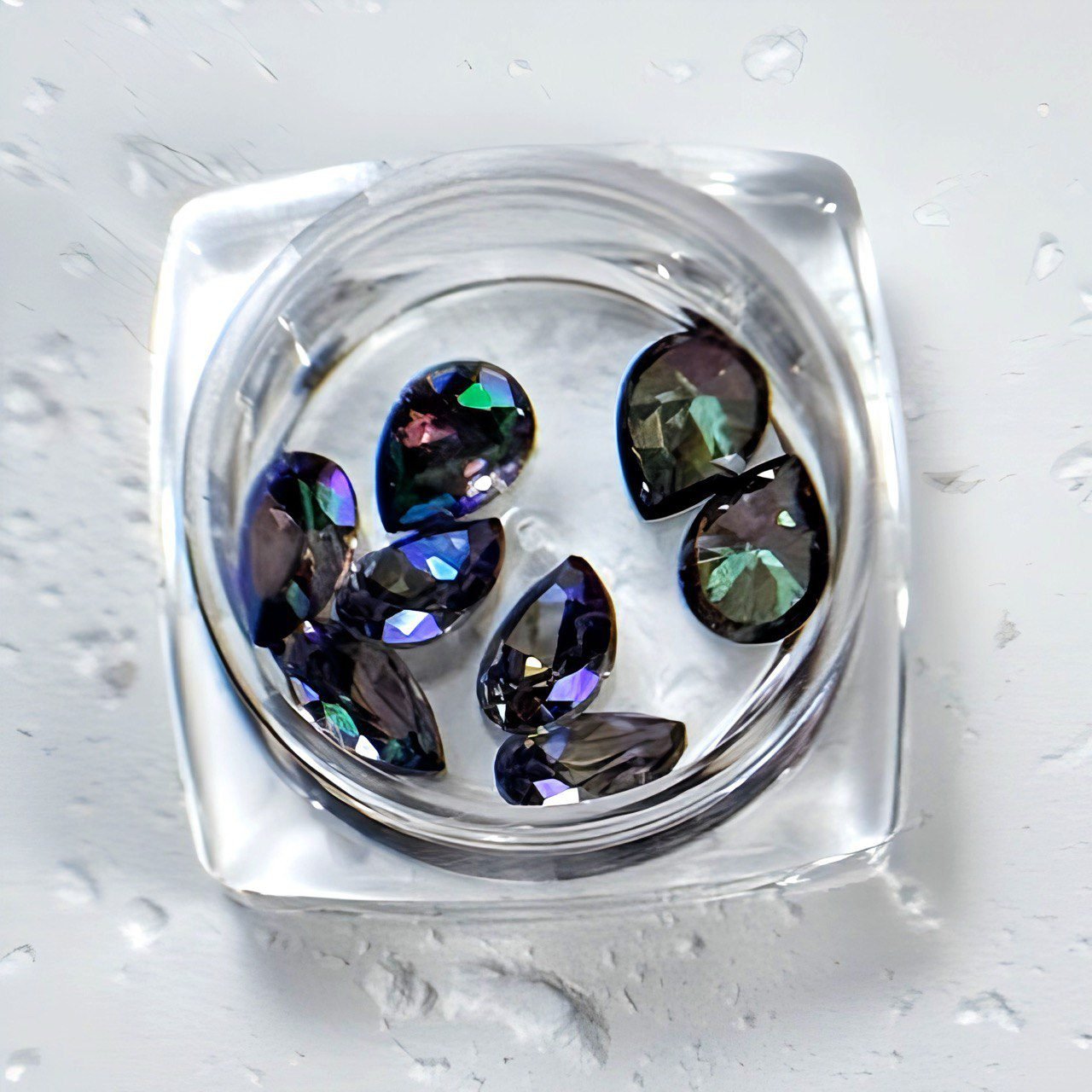 Pedrería 18 Gota Aurora Galaxy para Uñas – Cristales Multicromo de Brillo Hipnótico
