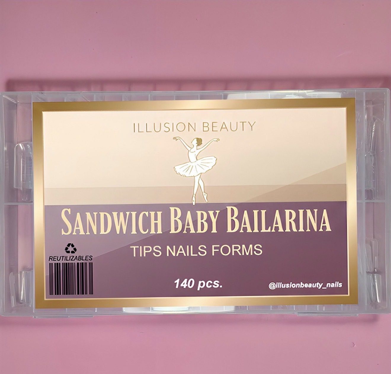 Tips Dual Nails SANDWICH Forms BABY BAILARINA Illusion Beauty – 140 unidades