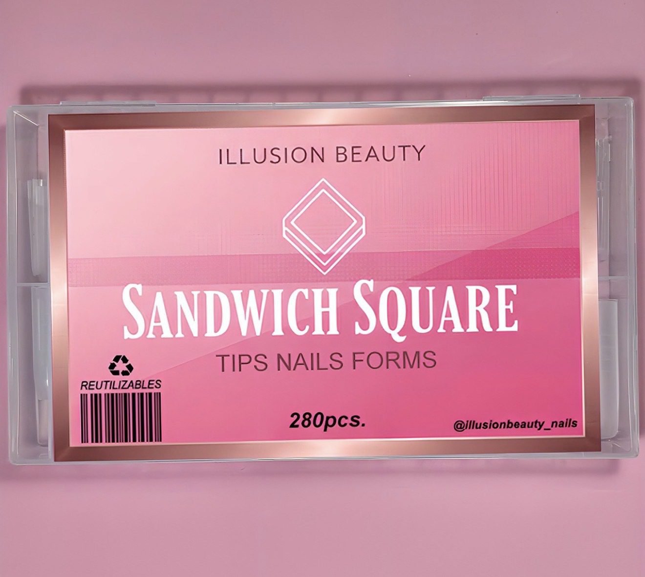 Tips Dual Nails SANDWICH Forms SQUARE Illusion Beauty – 280 unidades
