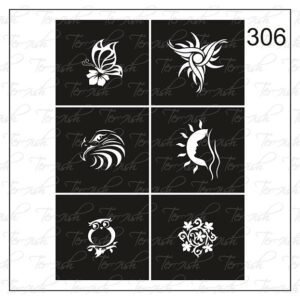 Plantilla para aerografía y diseño de uñas Nº 306