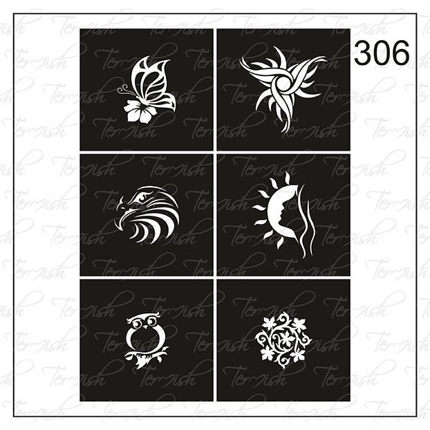 Plantilla para aerografía y diseño de uñas Nº 306