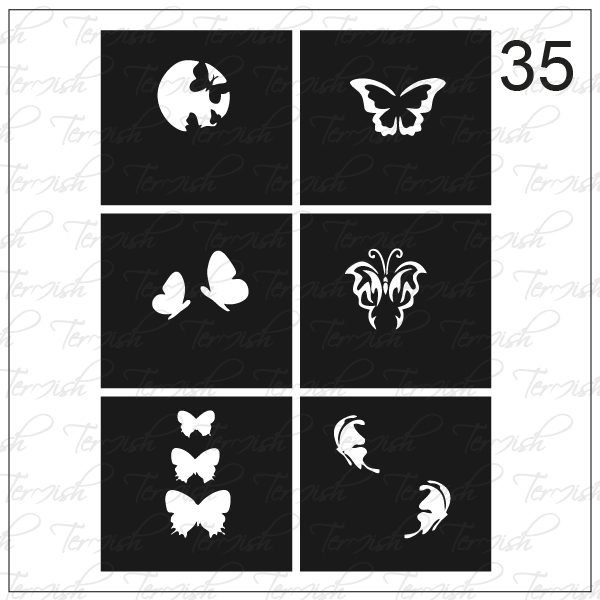 Plantilla para aerografía y diseño de uñas Nº 35