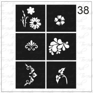 Plantilla para aerografía y diseño de uñas Nº 38
