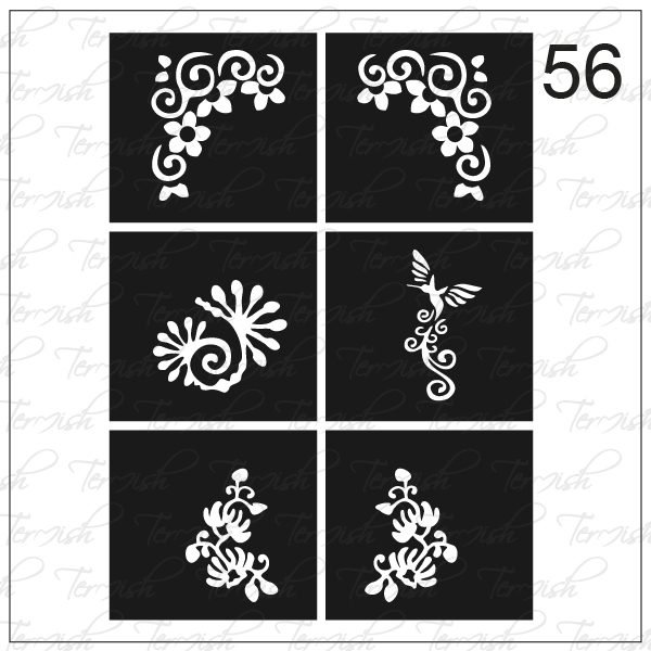 Plantilla para aerografía y diseño de uñas Nº 56