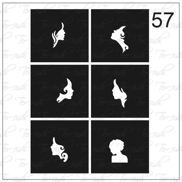 Plantilla para aerografía y diseño de uñas Nº 57