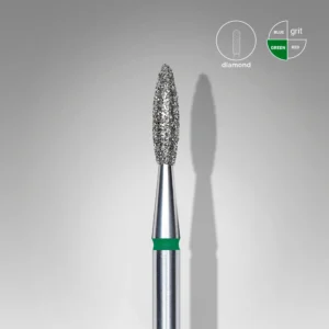 Fresa manicura diamante STALEKS EXPERT «Llama» verde, diámetro 2,1 mm, parte de trabajo 8 mm #7 SKU: FA10G021/8
